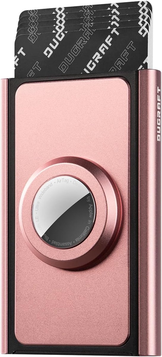 DUGRAFT Credit Card Holder Airtag Pop Up Wallet RFID Blocking Slim Metal Bank Card Case for 5-8 Cards, rose gold - ShopVlot