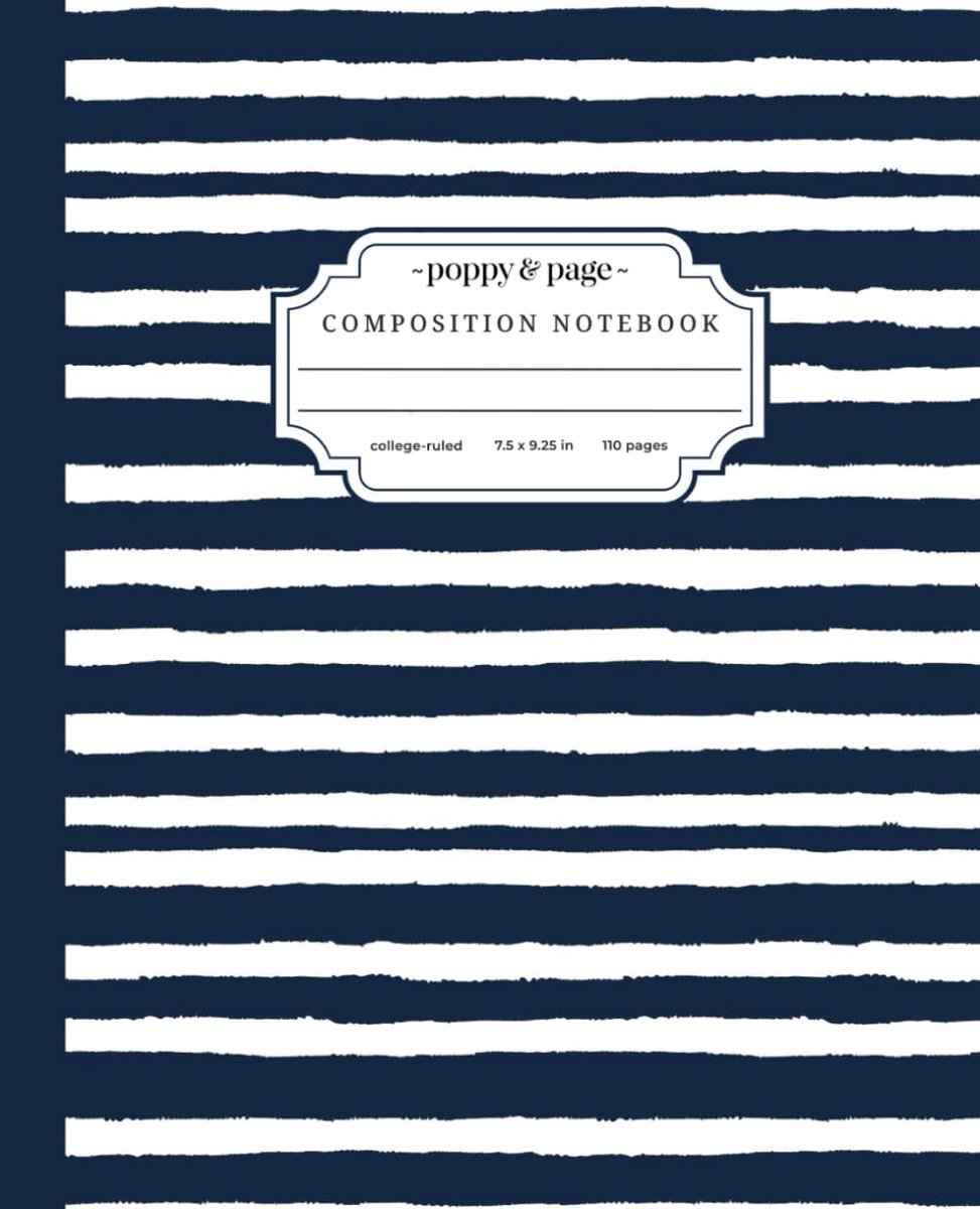 Navy Blue and White Composition Notebook: Aesthetic Dark Blue Striped Journal for Women and Teen Girls Ideal for - ShopVlot
