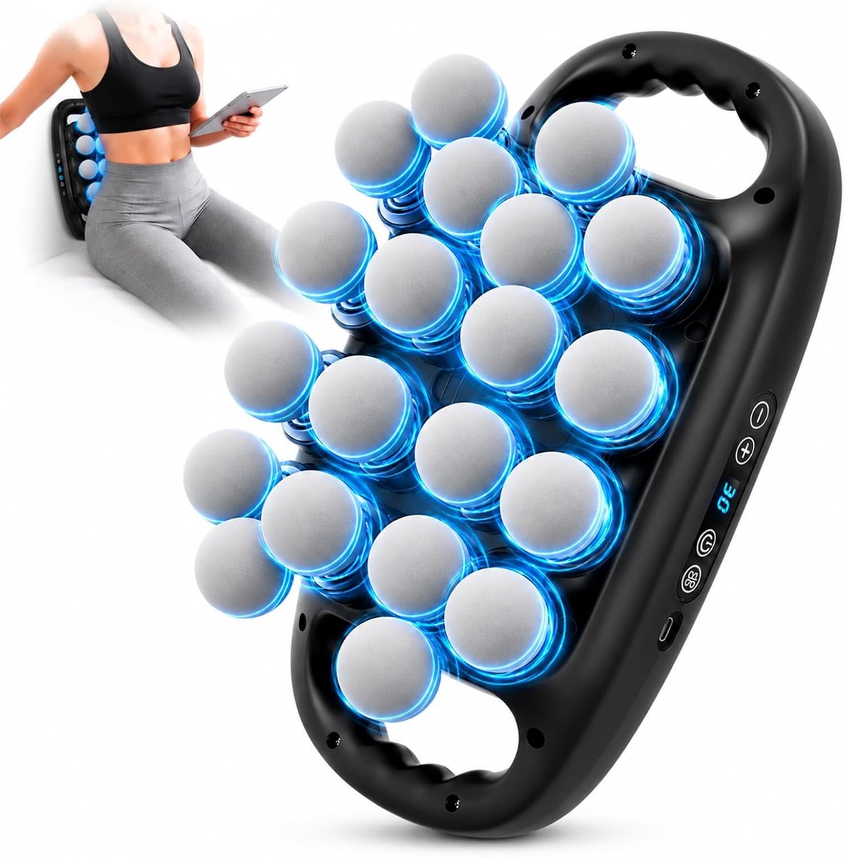 Massagepistool met 20 koppen, massageapparaat met 30 instelbare snelheden en 3 massagemodi, massagepistool met rood - ShopVlot