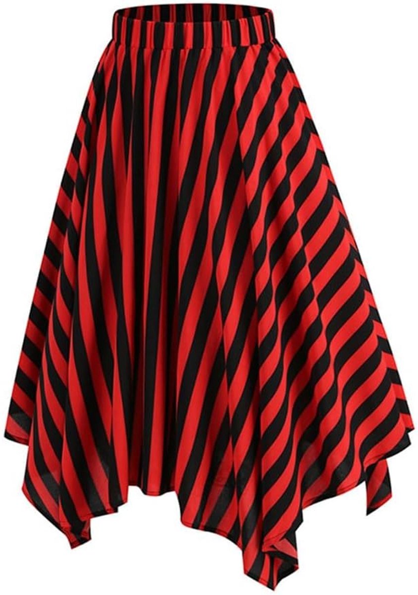 COSDREAMER Women Pirate Skirt Headscarf Accessories Halloween Cosplay Costume Renaissance Striped Dress - ShopVlot