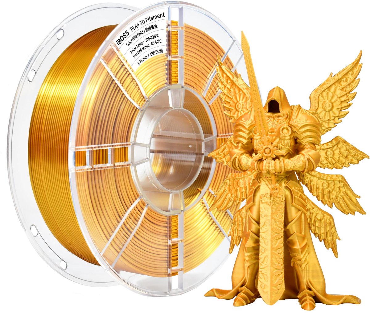 iBOSS PLA Plus (PLA+) Zijde 3D-printerfilament, 1,75 mm, Silk PLA+ filament, dimensionale nauwkeurigheid +/- 0,02 mm - ShopVlot
