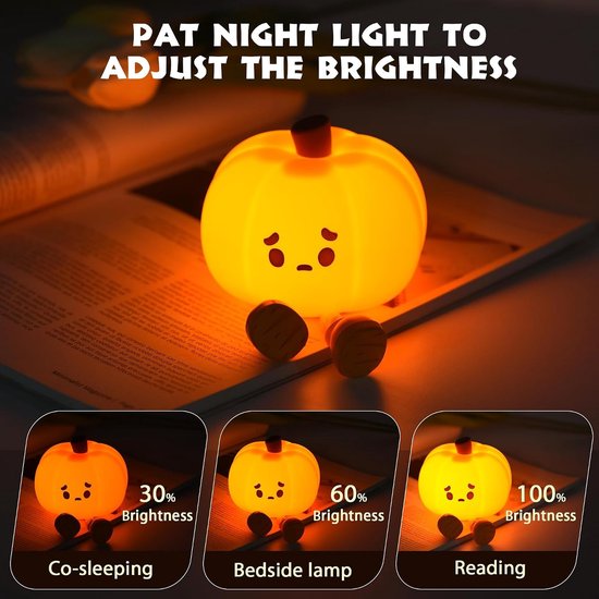 Halloween Decoratie Pompoen Nachtlampje - Touchbediening -Dimbaar - Nachtlampje Kinderen - Halloween- en kerstdecoratie — afbeelding 4