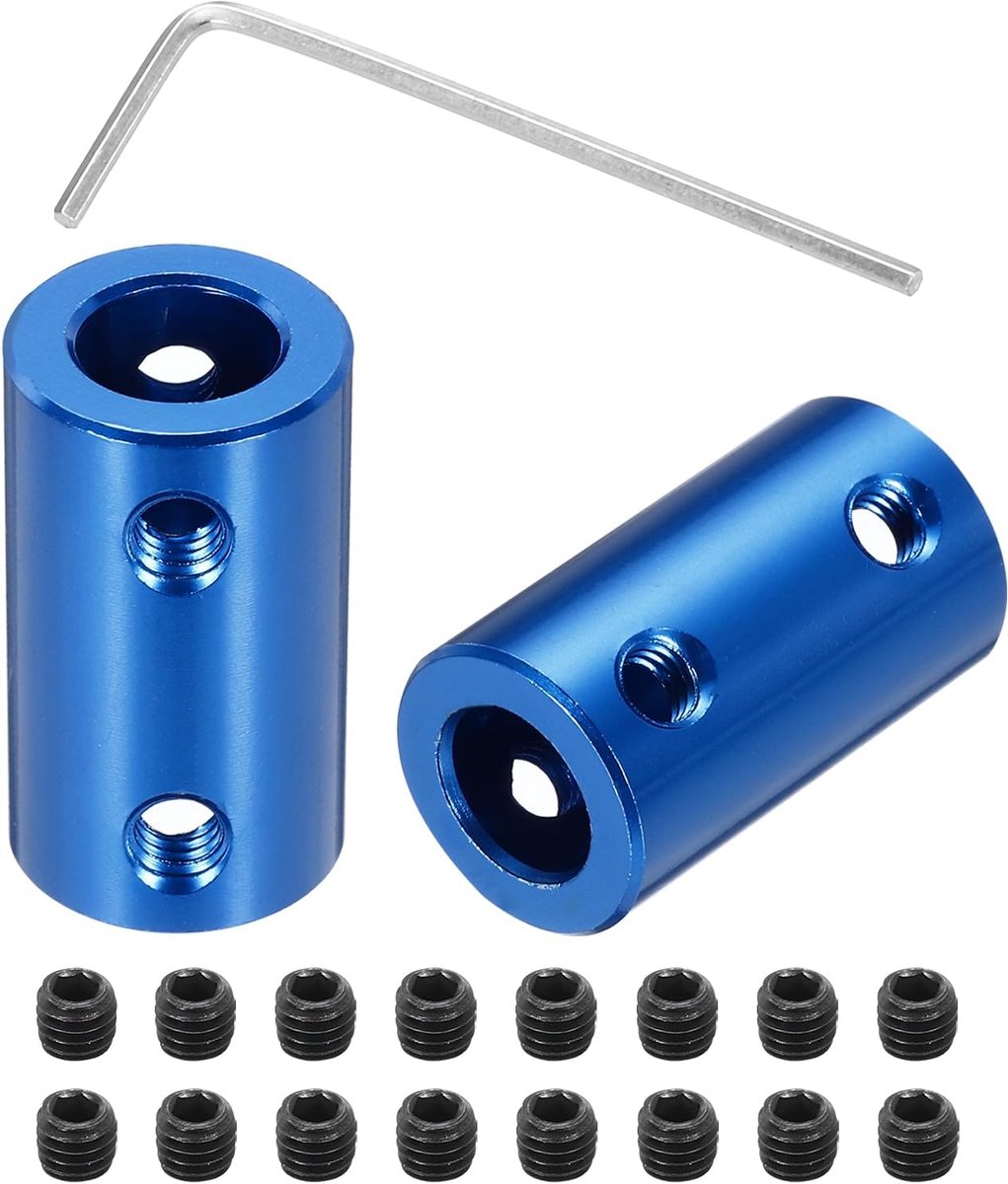 SnelShoppen - Rigid Screw Coupling 8mm naar 8mm, Stalen Connector Set voor 3D Printer, DIY Modellen, Servo Motoren, CNC Machines, 2 Stuks met 8 Schroe