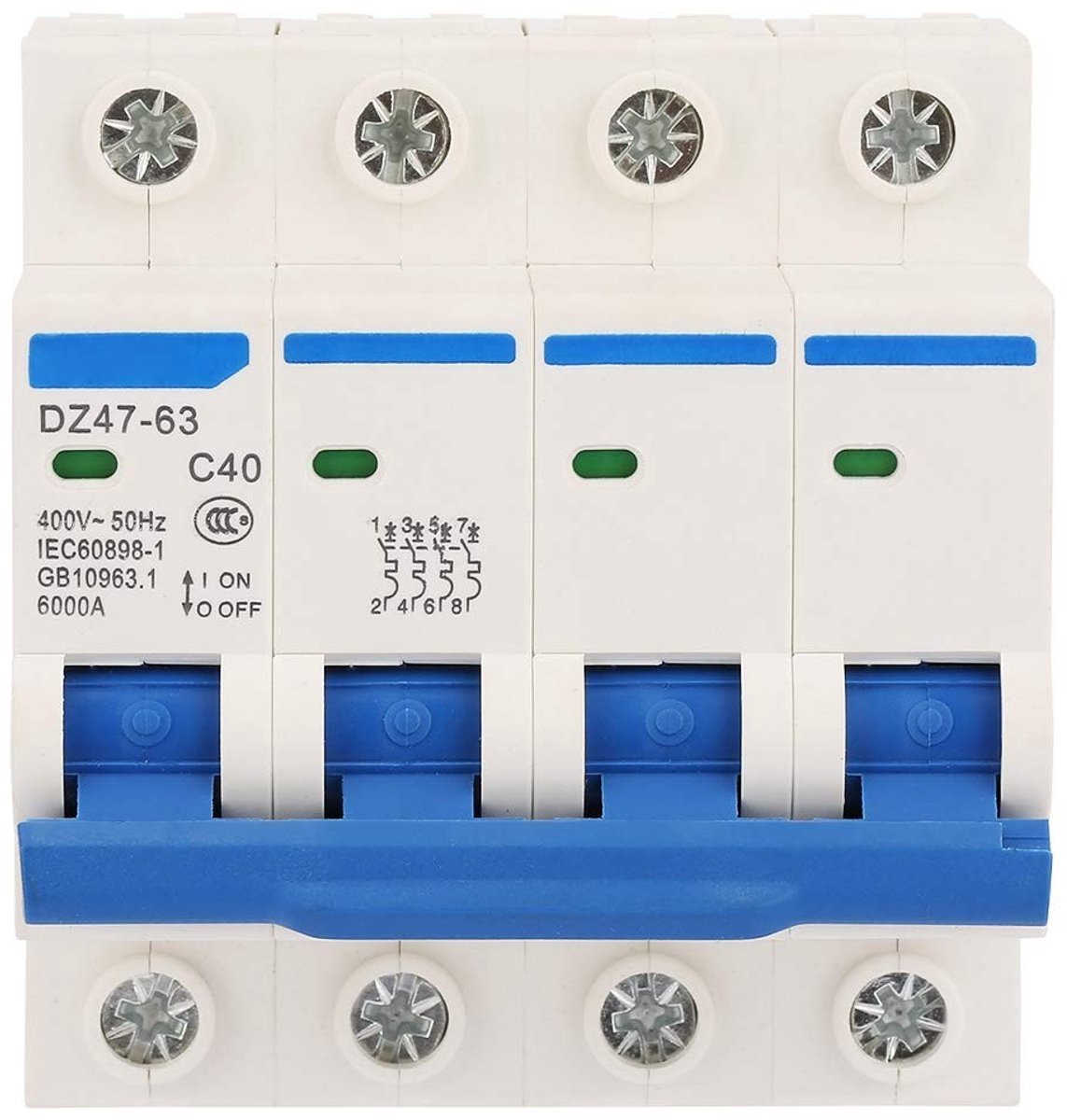 4-polige 40A 400V Miniatuur Aardlekschakelaar voor DC-systemen - Beveiliging tegen Aardlekstroom en Overbelasting