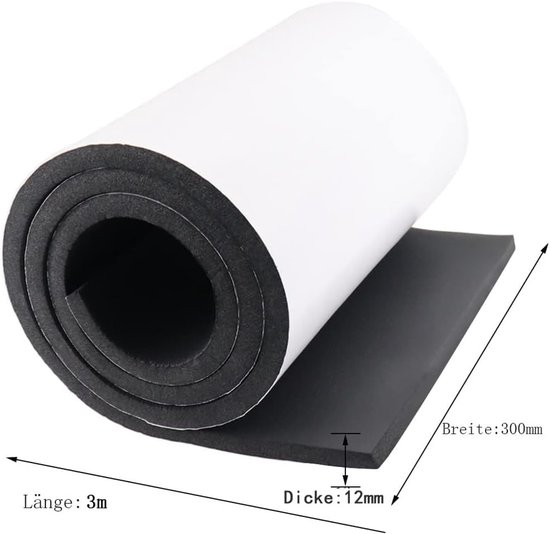 Zelfklevende cellulaire rubberen schuimrol 300mm breed x 12mm diameter x 3m lang - Multifunctioneel neopreen schuim, eenvoudig te snijden voor DIY-projecten, ideaal voor isolatie en geluidsdemping — afbeelding 5