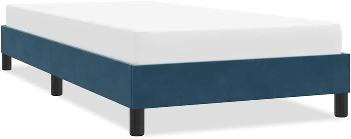 Fluwelen lattenbodem slaapkamerframe 100x220 donkerblauw
