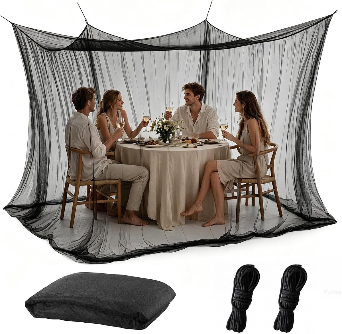 Outdoor Mosquito Net 300 x 300 x 250 cm XXL Insect Protection Fine Mesh 220 Mesh for Garden, Gazebo, Balcony, Patio - ShopVlot