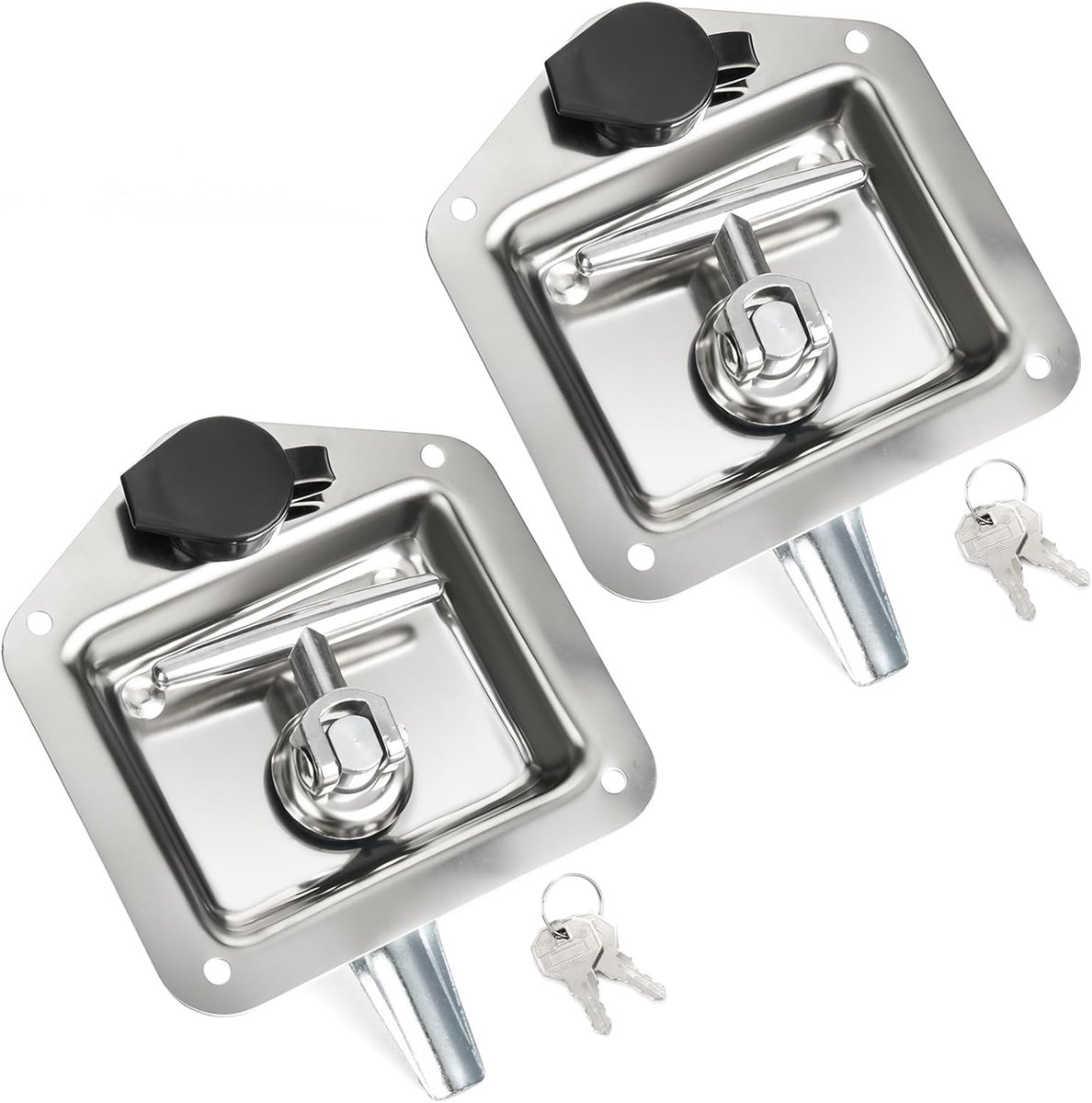 Set of 2 Trailers, Door Lock, T-Handle, Lock, Stainless Steel, Tool Box, Lock with Key, for RV, Truck, Tool Box - ShopVlot