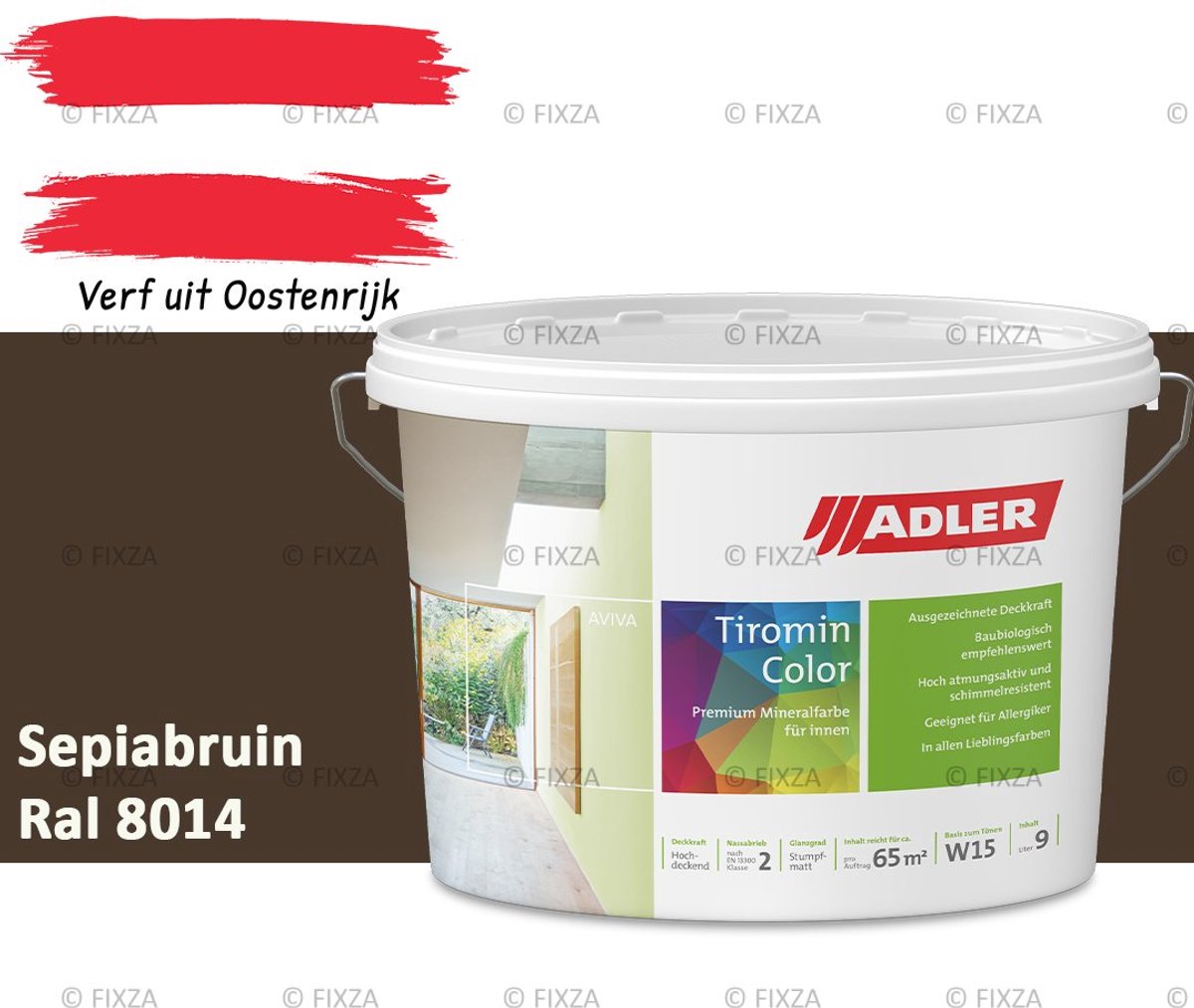 ADLER Aviva Tiromin-Color Silicaat Muurverf Binnen – 1 Liter – RAL 8014 Sepiabruin, Hoogdekkende & Ademend – Ecologische Schimmelwerende Wandverf