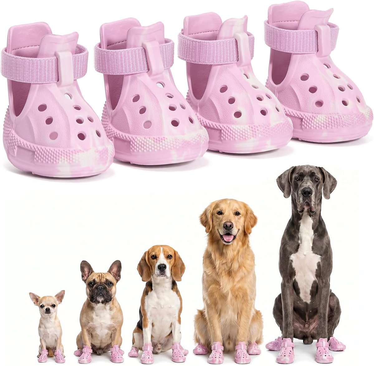 Schoenen, antislip, waterdicht, 4 stuks, hondenschoenen, pootbescherming, outdoor, ademend, pootbescherming, gemakkelijk te reinigen, hondenschoenen met verstelbare riemen, voor kleine
