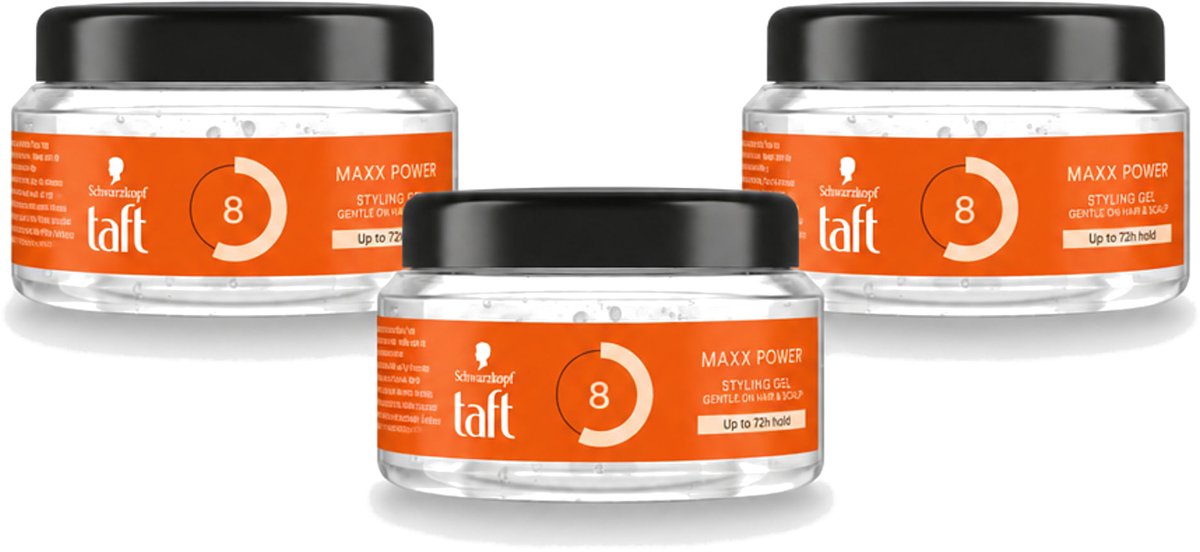3 x Taft - Maxx Power 8 - Styling Gel - Maximale controle - 250 ml - Voordeelverpakking - 3 stuks