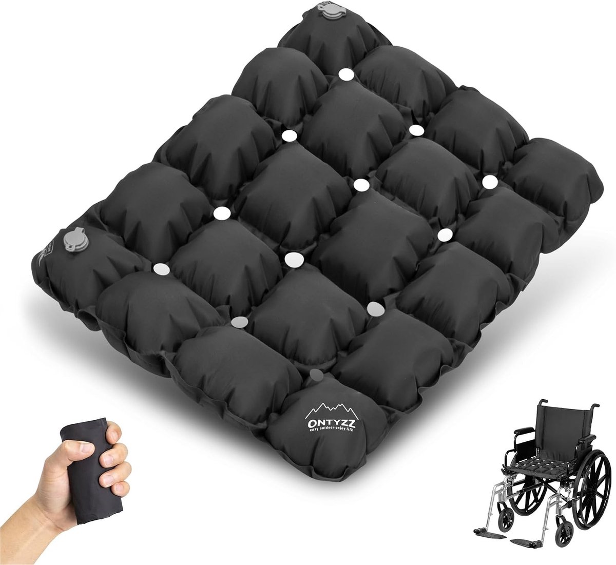 Ultralicht opblaasbaar zitkussen voor outdoor gebruik, ademend en opvouwbaar, ideaal voor camping en reizen