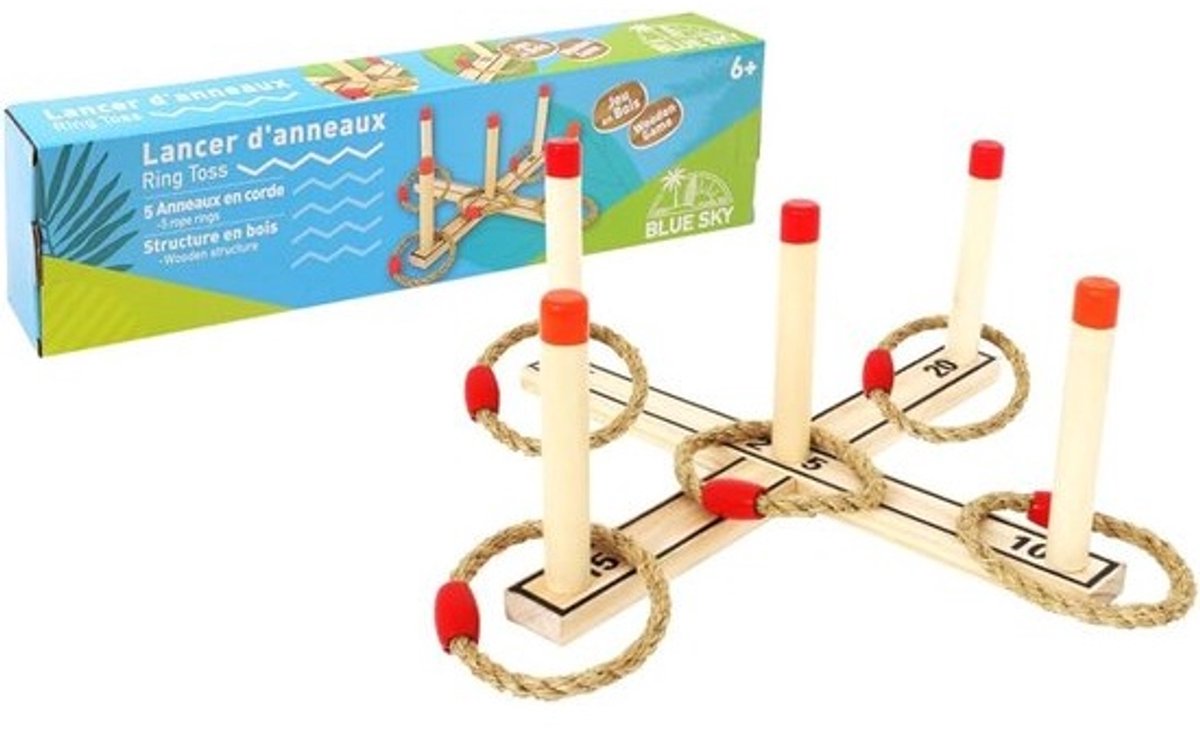 Ringwerpspel - Behendigheids- en buitenspel - Voor buiten spelen - Voor 2 tot 6 spelers - 36x36 cm - Beige