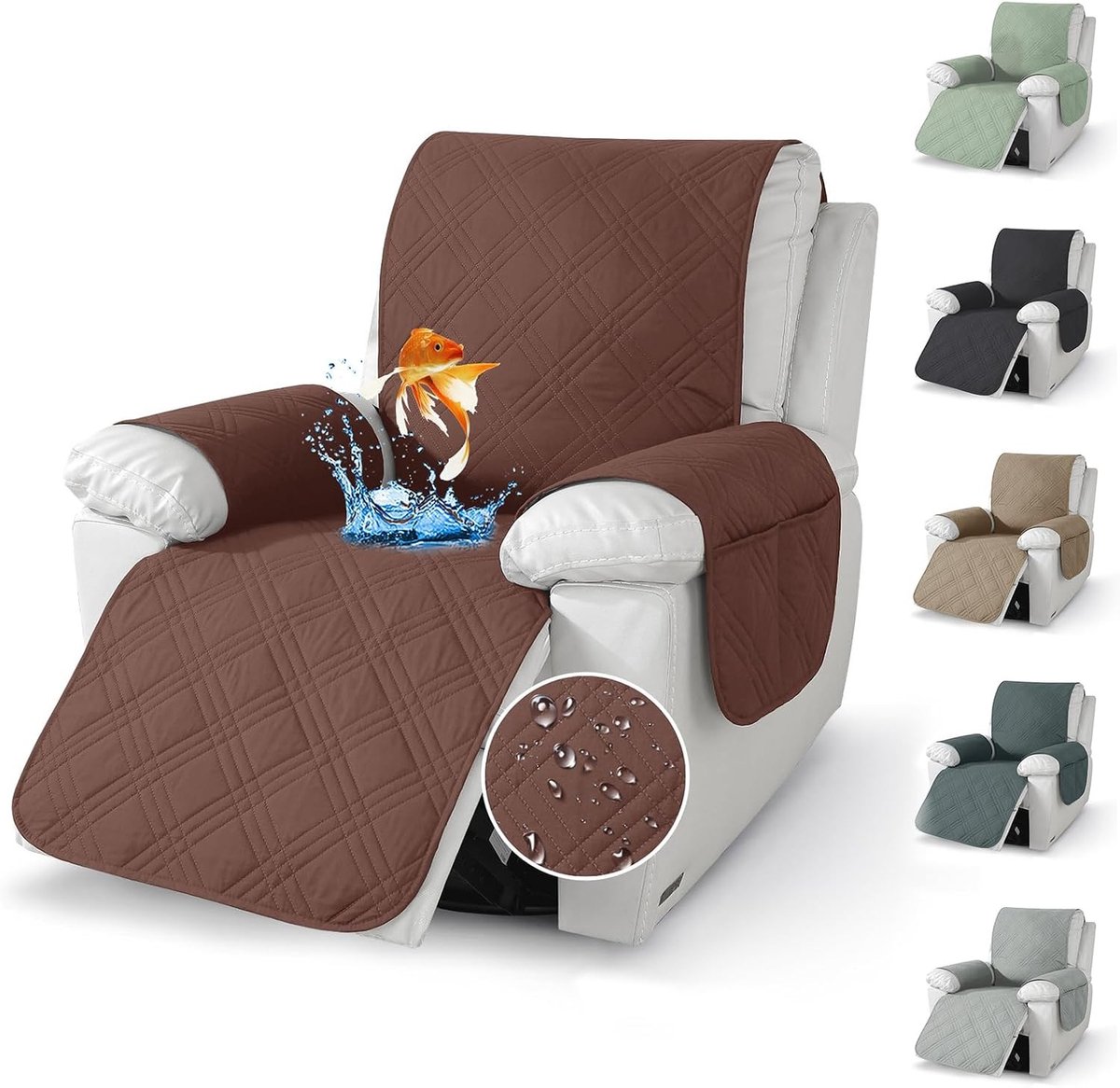 Zitstoelbescherming met zakken, antislip en wasbare hoes voor relaxstoelen en tv-stoelen, microvezel zitbedekking, bescherming tegen huisdieren, vlekken en slijtage