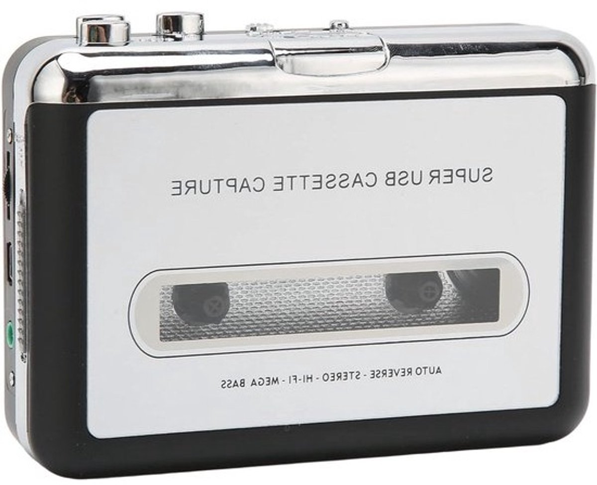 Cassettedeck - Muziektapespeler - Muziek converteren - USB-compatibel - MP3 - 15 x 11 x 4 cm - Zilver