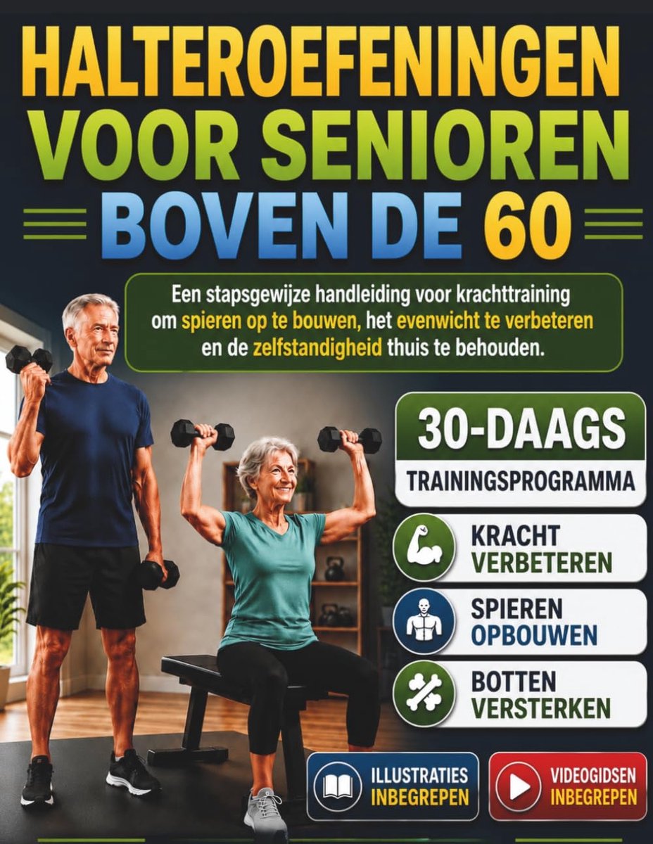 HALTEROEFENINGEN VOOR SENIOREN BOVEN DE 60: Een stapsgewijze handleiding voor krachttraining om spieren op te bouwen - ShopVlot