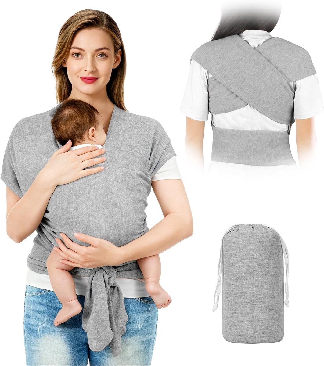 Ergonomische Draagzak voor Baby's - Verstelbare en Ademend Draagzak tot 15kg - Gemakkelijk Schoon te Maken en Multifunctioneel (Lichtgrijs)
