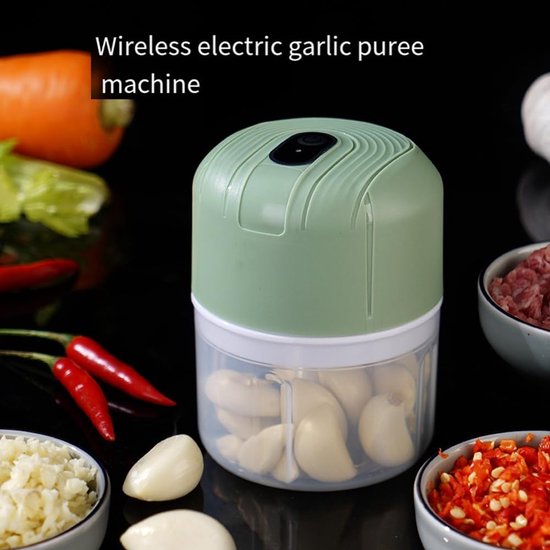 Mini-hakmolen - elektrisch - draagbaar - oplaadbaar via USB - 250 ml - voor het hakken van knoflook - chili - uien - vlees — afbeelding 4