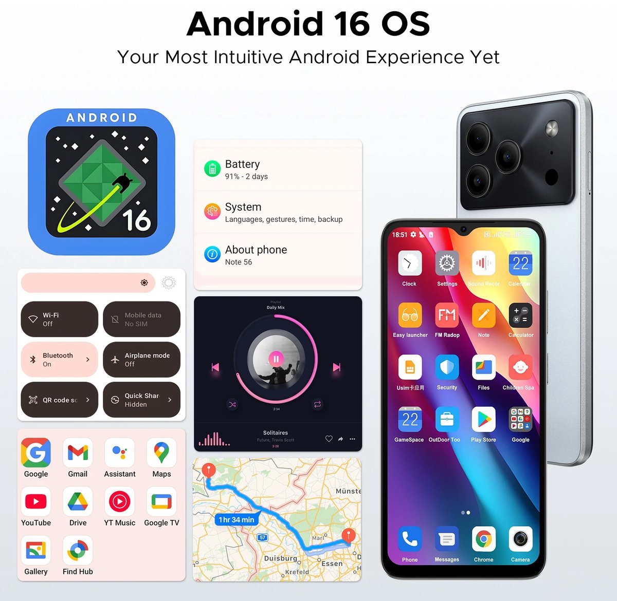 Wentinkmo - Doogee Note56 - Android 16 smartphone - Groot 6,56 inch