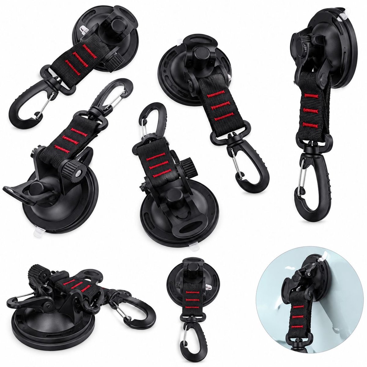 VHV - Zuignapankers - 4 stuks - Haken zuignap - Auto-montagehaak - Campingzeil - Zuignap accessoires - Supersterke zuigkracht - in en rond de auto