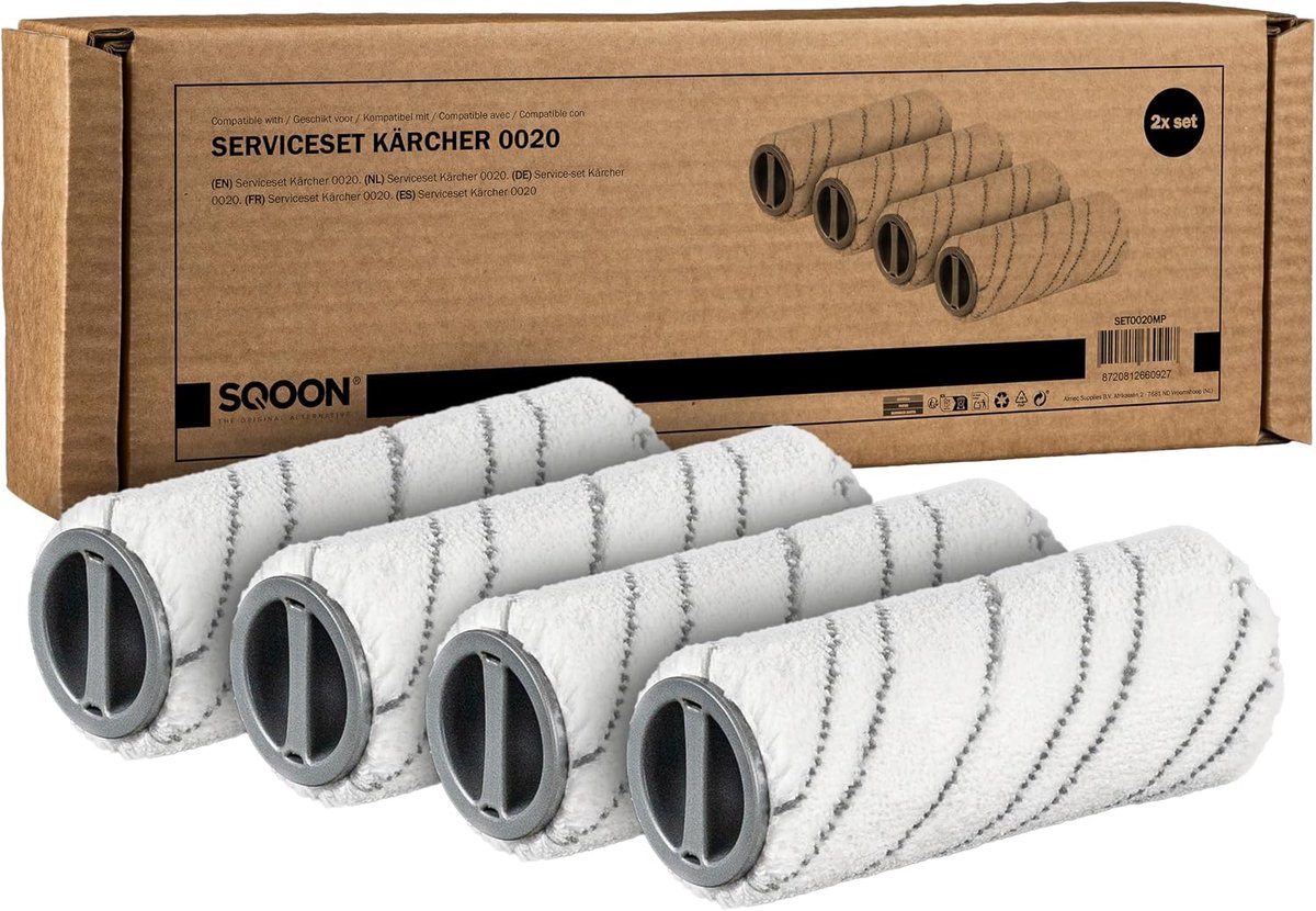 Microfibre Roller Set of 4 Replacement for Kärcher 2.055-006.0, Compatible with Kärcher EWM 2, FC 3, FC 5, FC 7, FC 8 - ShopVlot