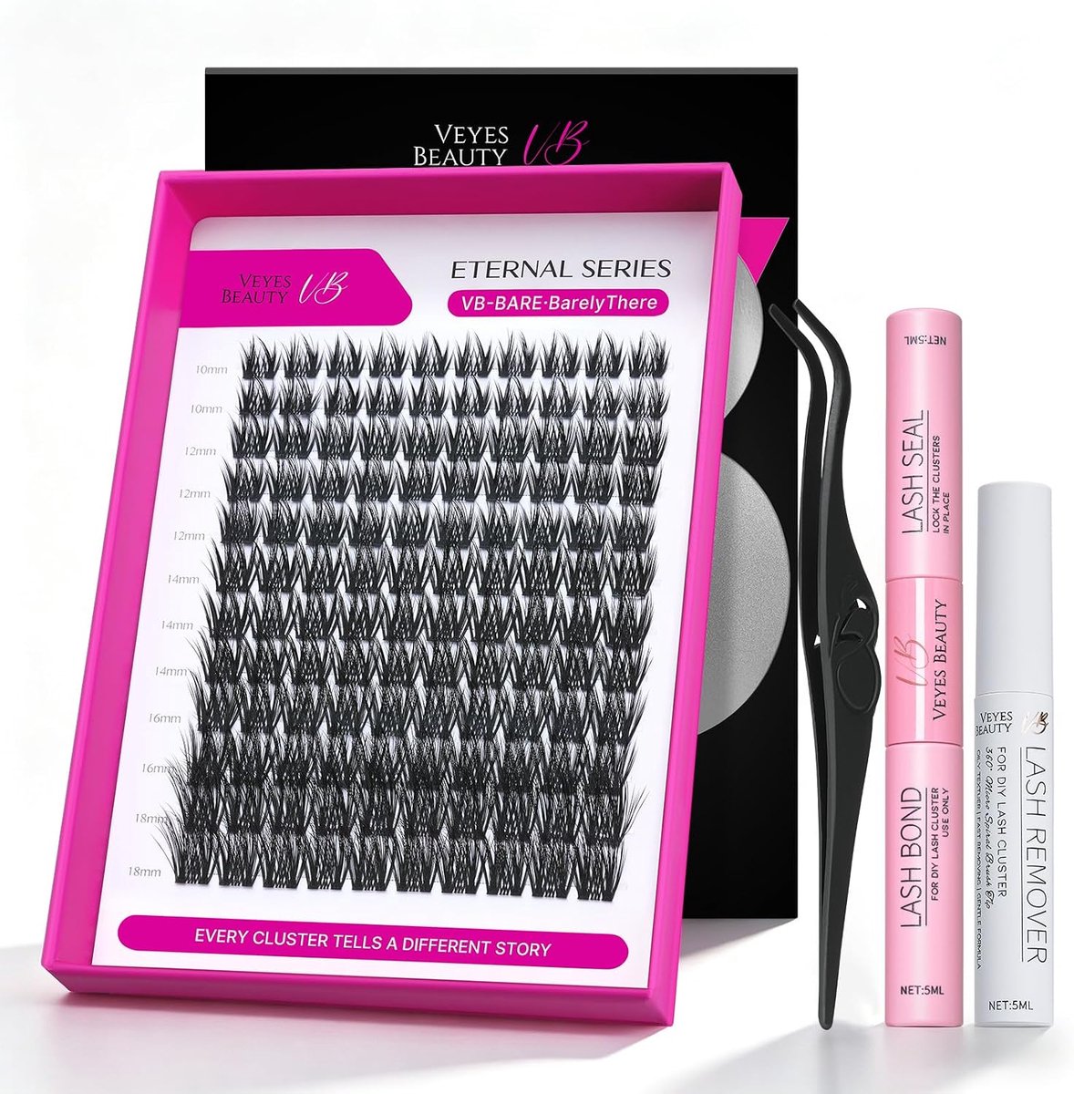 VEYESBEAUTY Individuele Wimpers Kit Cluster Wimpers BARE43, 10-18mm - ShopVlot