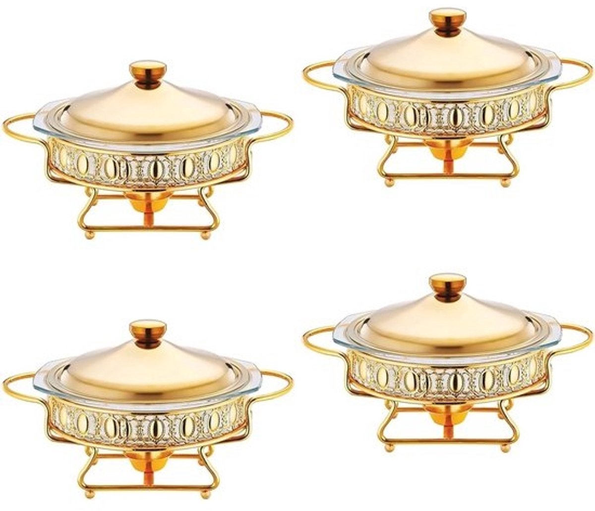Buffetwarmhoudset - Chafing dish-warmhoudbak - Voor feesten en diners - Goudkleurige plating - Inhoud van 2L - Goud