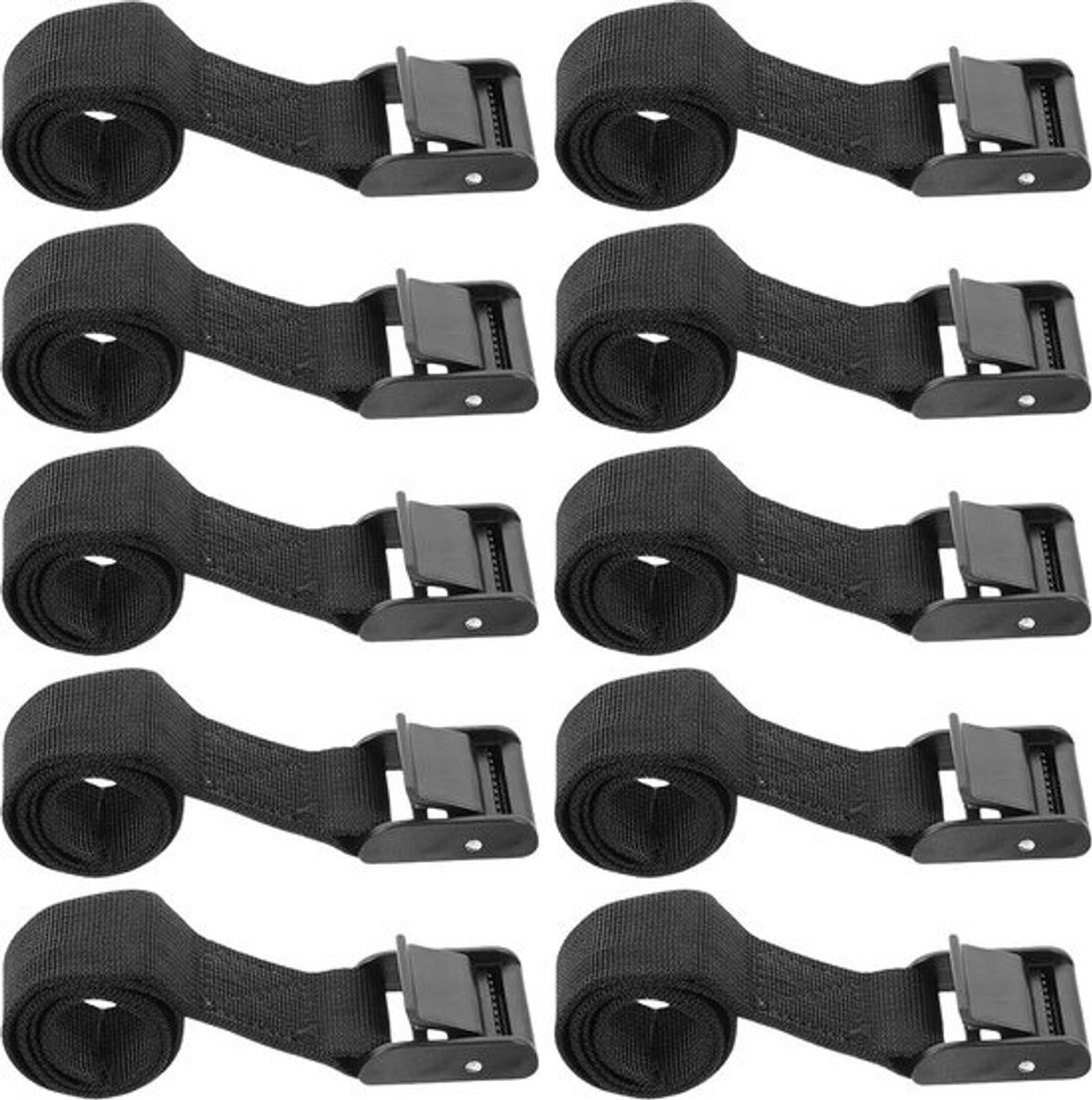 12 stuks zwarte spanbanden 40 cm met klemsluiting - sjorbanden voor fietsen en motorfietsen - campingbagage