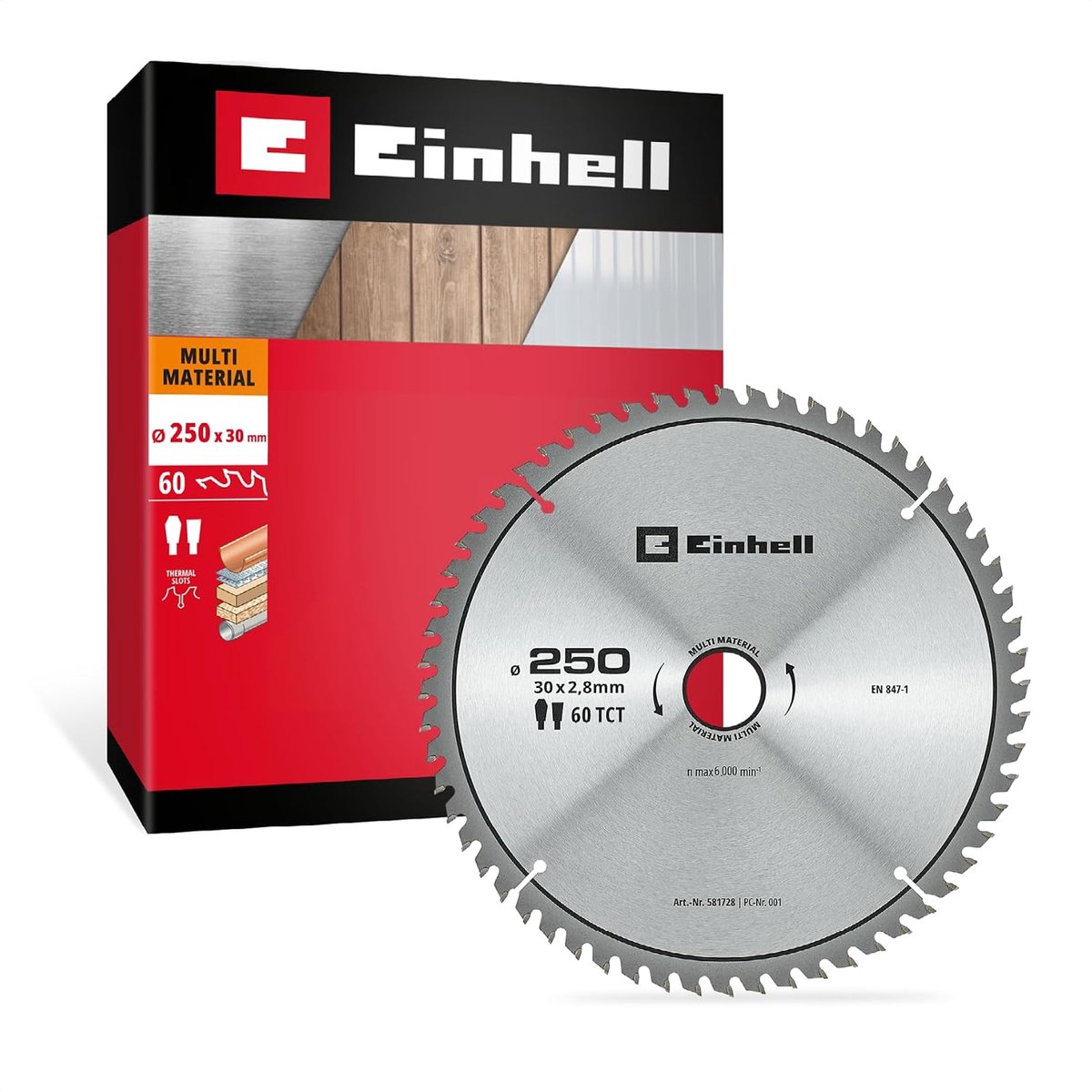 Einhell cirkelzaagblad, multi-materiaal, Ø 250 x 30 mm, 60 tanden