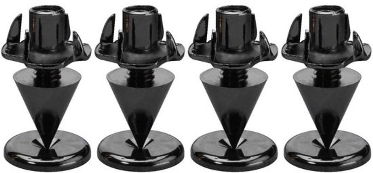 Set van 4 slanke luidsprekerspikes - Zwart/chroom - Universele speaker­voetjes