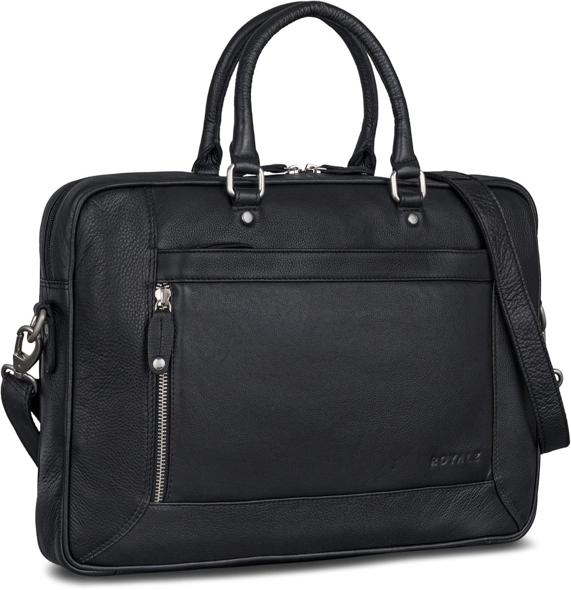 ROYALZ Lincoln Vintage Business Bag Men's Leather 15.6 Inch Leather Bag Large Laptop Bag Retro Briefcase Shoulder Bag - ShopVlot