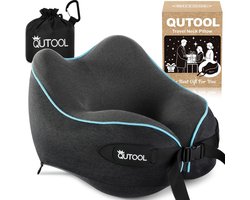 Qutool Reiskussen voor vliegtuig, nekkussen van traagschuim, verstelbare ergonomische neksteun met draagtas - ShopVlot