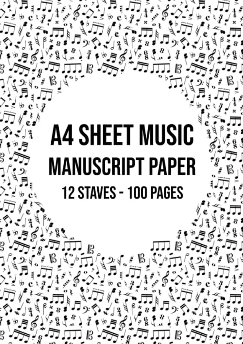 Music Manuscript Paper A4: 12 Stave / Staff Manuscript Pad - 100 Page Sheet Music Book - ShopVlot