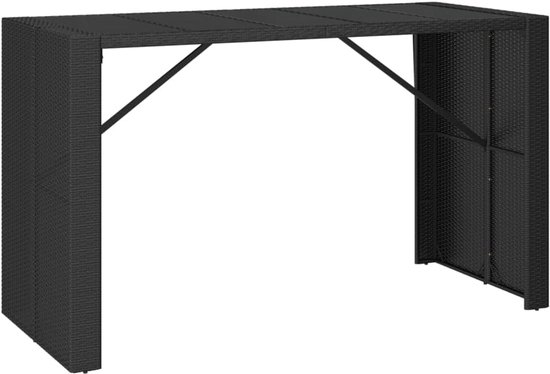Bartafel met glasplaat, zwart, 185 x 80 x 110 cm, polyrotan — afbeelding 5