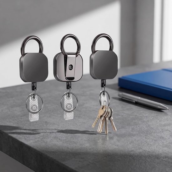 Retractable Badge Reel met 60cm Stalen Kabel voor Sleutels en ID Kaarten - 3 Stuks, Handig en Duurzaam — afbeelding 5