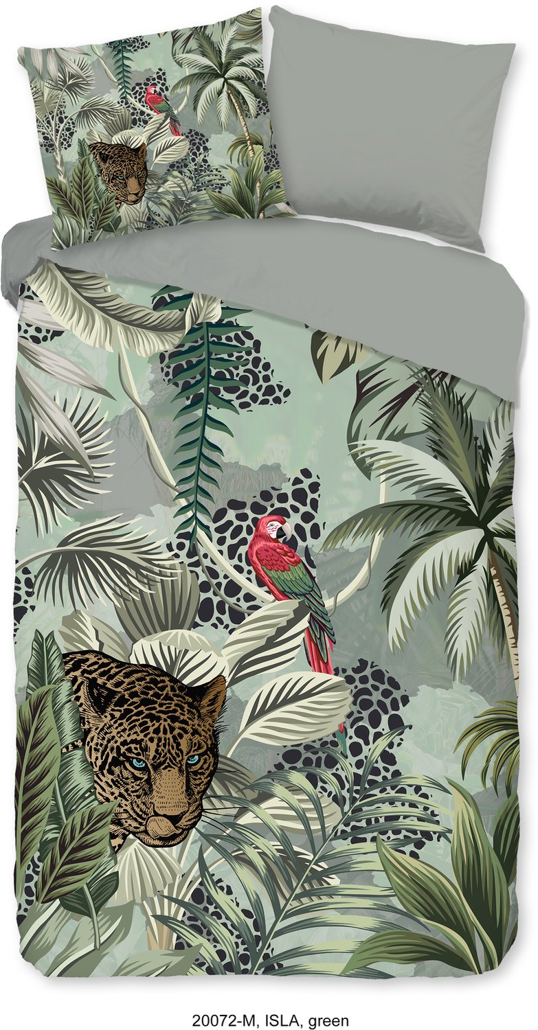 Pure dekbedovertrek jungle print - 1 persoons 140x200/220 cm - Groen - Microvezel Green