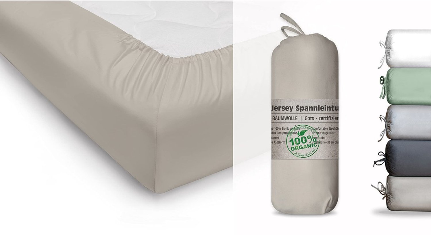 Duraxl Hoeslaken - 140 x 200 cm - Jersey - Biologisch katoen Zand