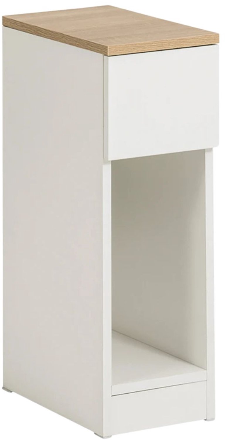 Happiq Nachtkastje - Voor Boxspringbed of Slaapbank - Smalle Tafel met Lade - Wit