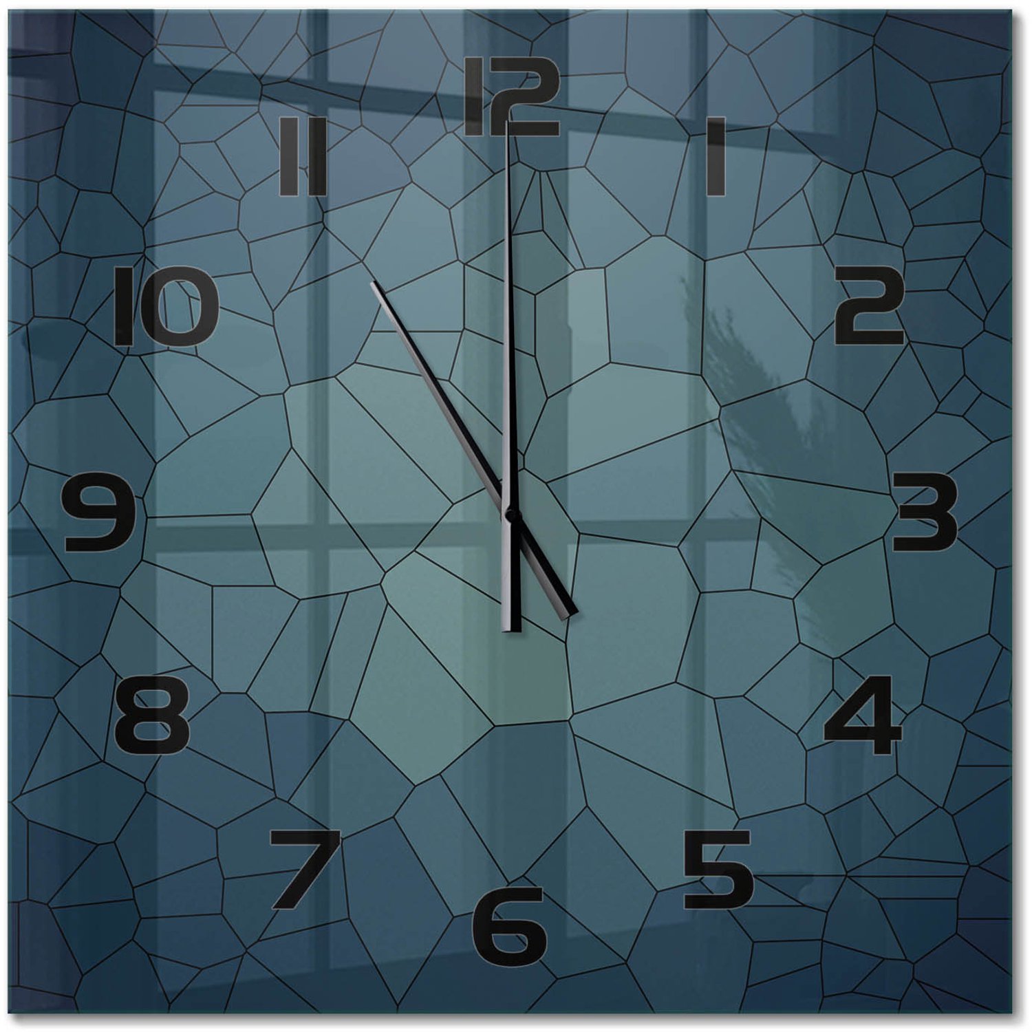 TULUP Wandklok - Abstracte achtergrond Wandklok Glas Met Motief - 60x60 cm - Blauw Decoratieve Glazen Klok - Zwarte handen - Vierkante Klok - Gekleurde Glazen Klok - Glazen Klok Met Print