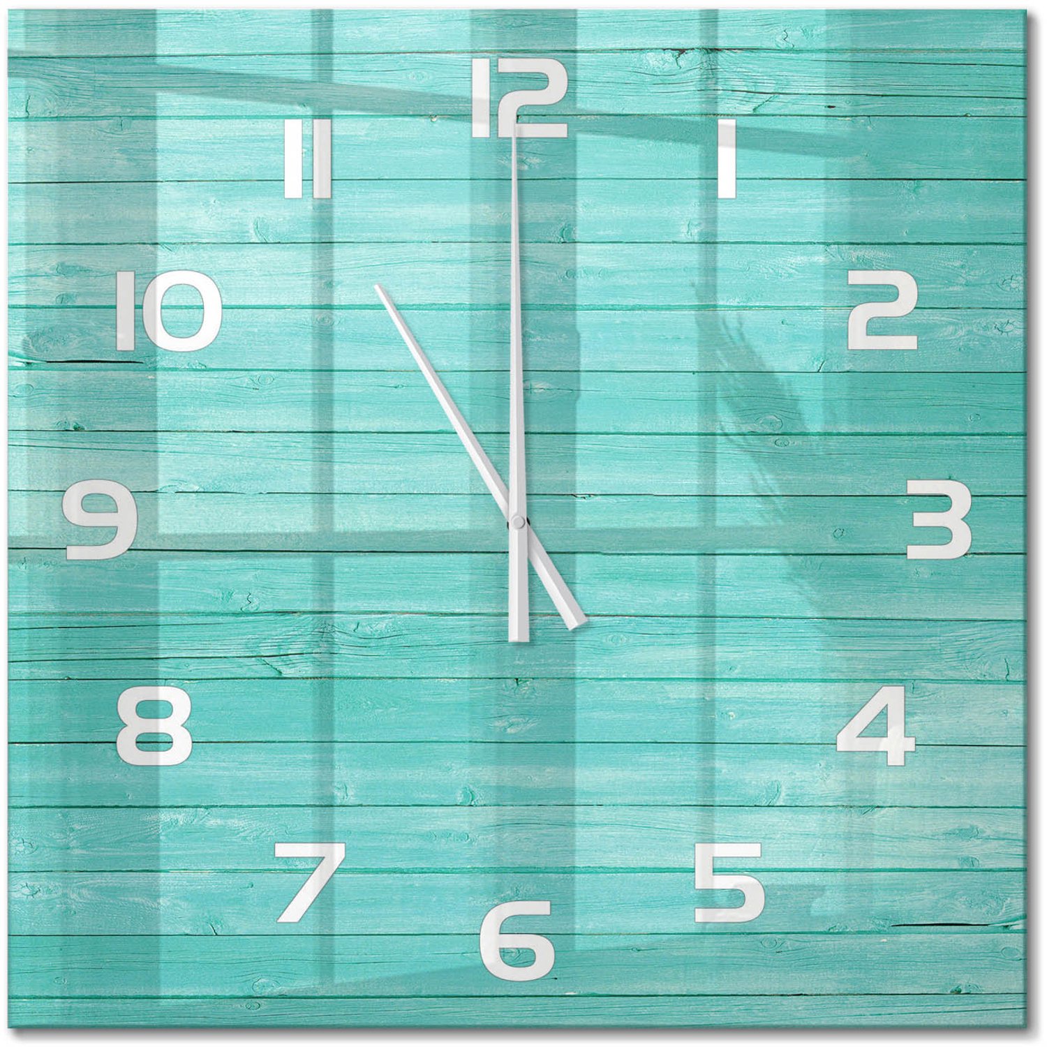 TULUP Wandklok - Groene borden Wandklok Glas Met Motief - 60x60 cm - Groente Decoratieve Glazen Klok - Witte handen - Vierkante Klok - Gekleurde Glazen Klok - Glazen Klok Met Print