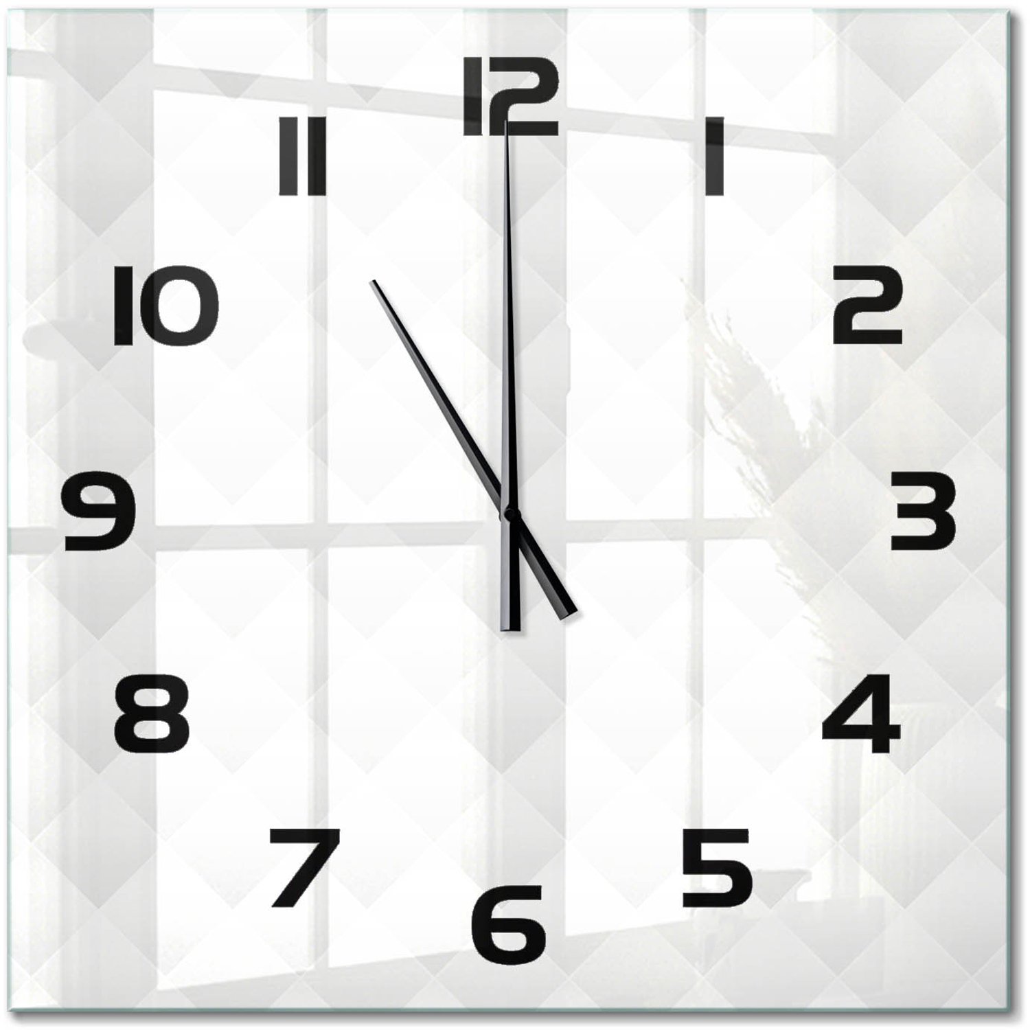 TULUP Wandklok - Abstracte achtergrond Wandklok Glas Decoratie - 60x60 cm - Wit Gekleurde Glazen Klok - Zwarte handen - Vierkante Klok - Klok Glas Met Opdruk - Moderne Wandklok Glas