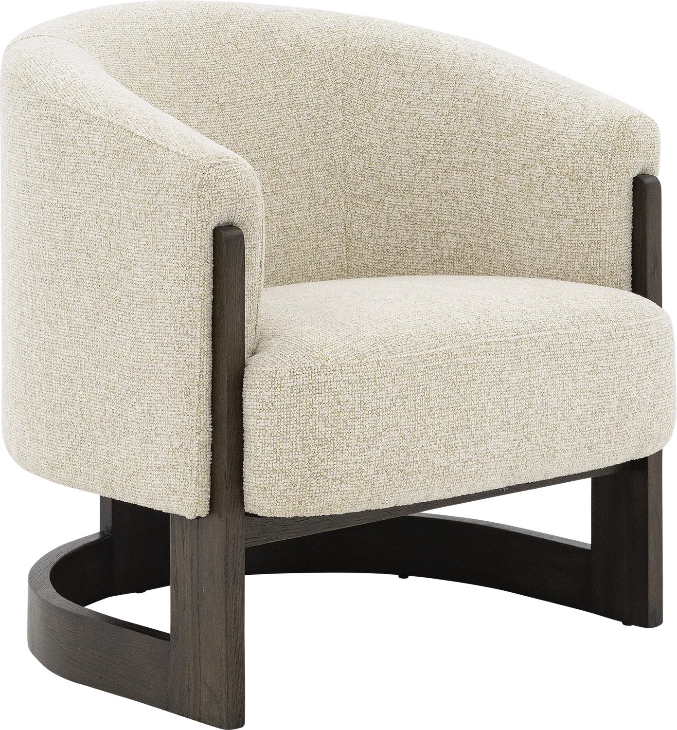 Goossens Fauteuil Sweet - Stof - Wit - Met Armleuning stof gemeleerd grof geweven beige