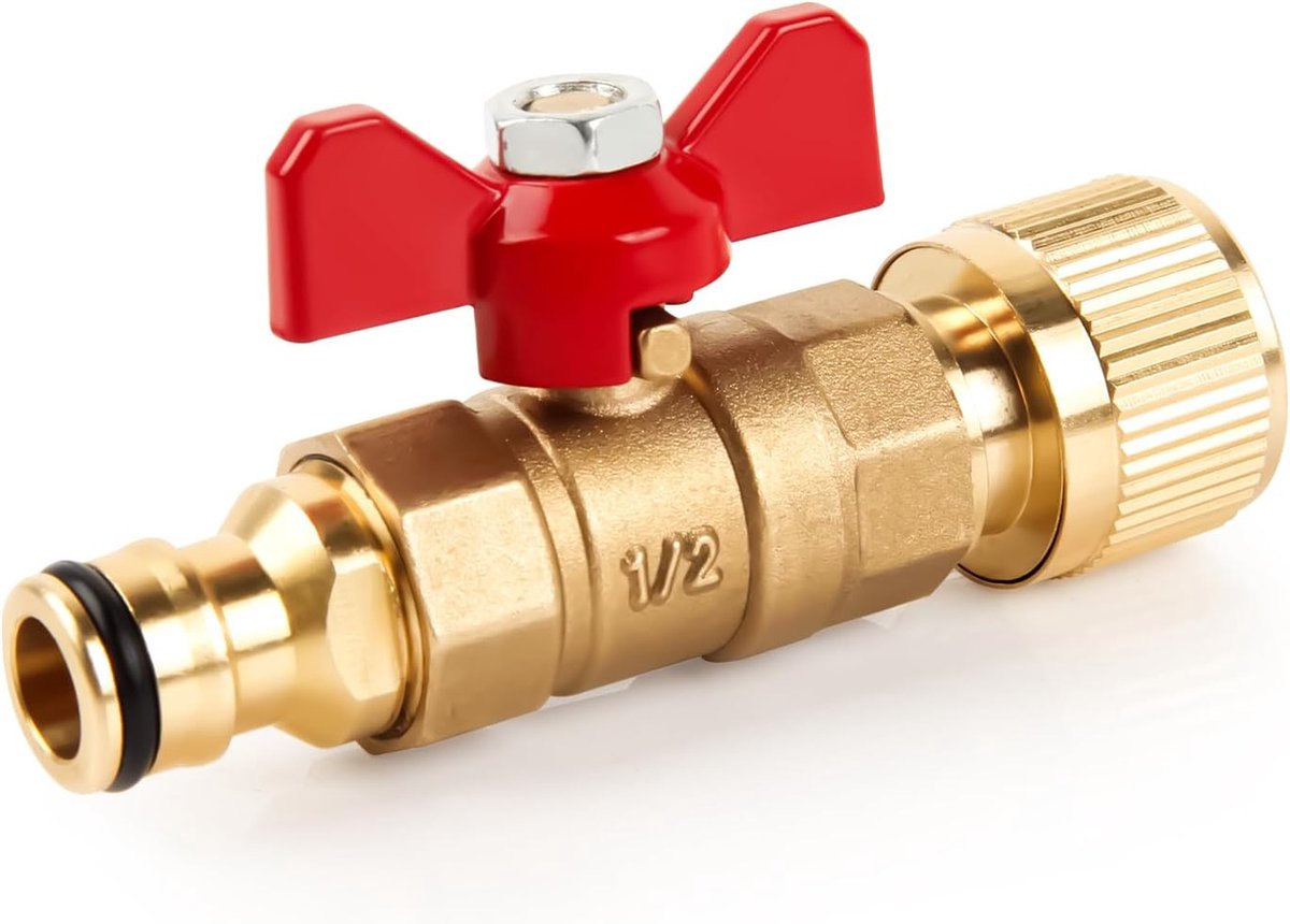 Connector met bedieningsklep, snel los te koppelen waterstopklep in lijn voor het aansluiten van de tuinslang, tuinslanghaspels en reservoirs (één mannelijke en één vrouwelijke)