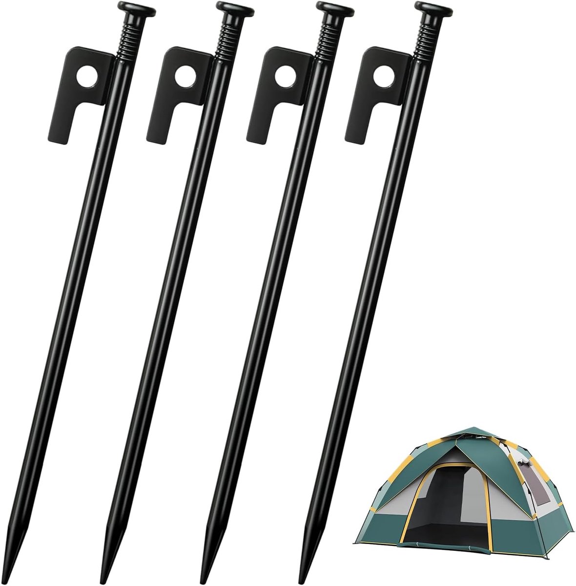 Tentharingen van staal, 30 cm grondankers, heavy-duty grondanker, haringen, stevig, schroefharingen, camping, haringen, tent, stormbestendig, metalen grondpennen voor tuin, camping, vissen (a)