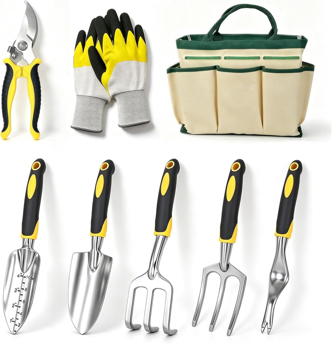 Complete Tuinset met 8 Tuingereedschappen, Opbergtas en Snoeischaar voor Tuinonderhoud