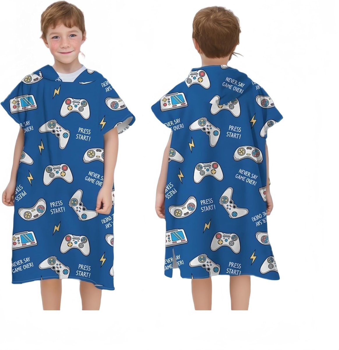 Kids Bad/Surf/Strand Poncho met Kap, Microfiber Badjas voor Jongens en Meisjes, Ideaal voor Wateractiviteiten 75x60cm