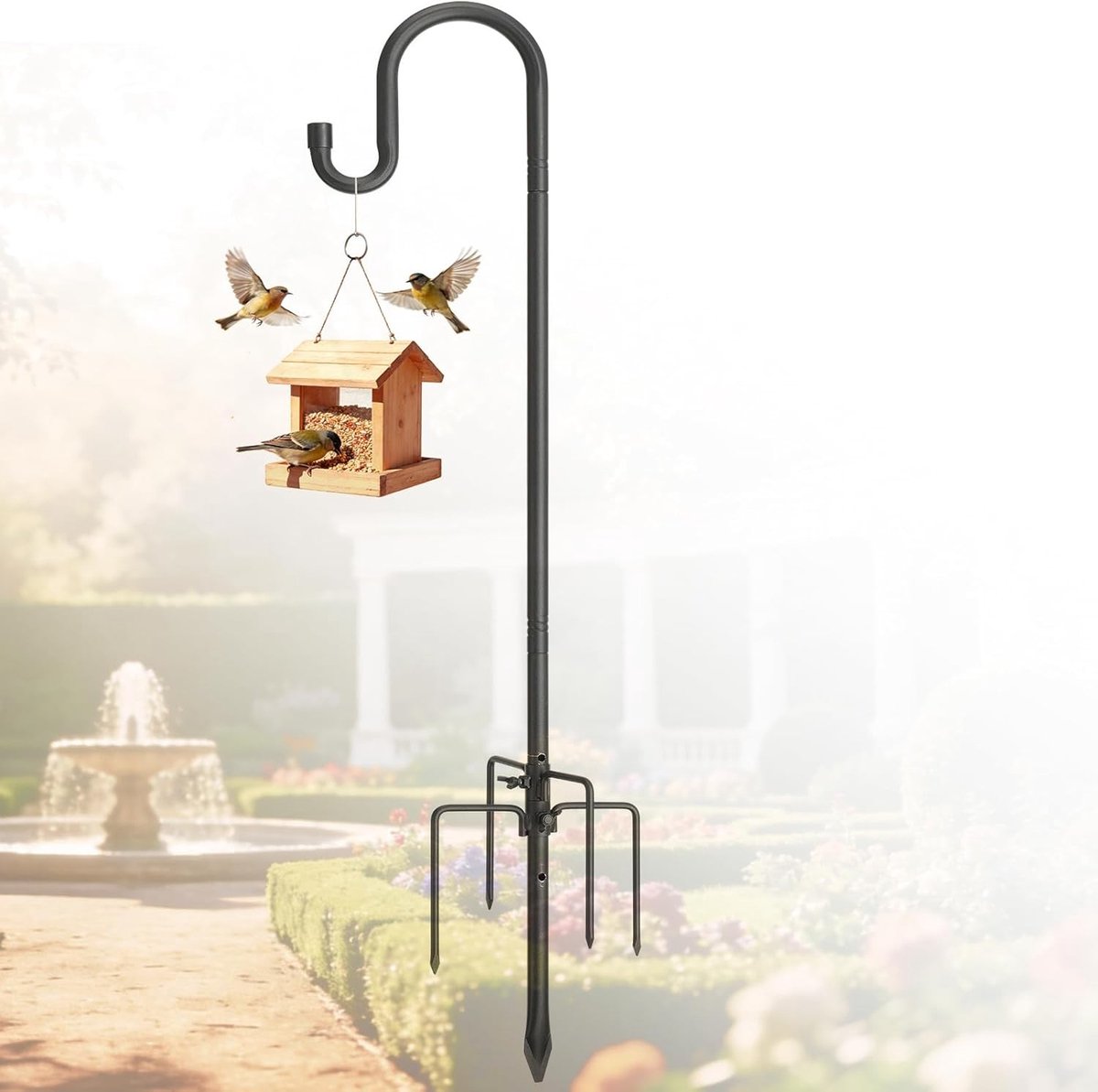 Zware Voederpaal voor Vogels met Stevige Haak van 156 cm - Ideaal voor Tuin en Balkon