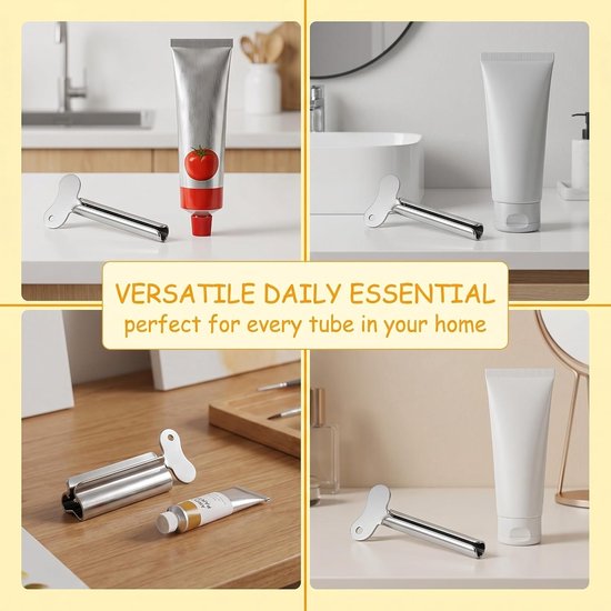 Praktische Juicer voor Tandpasta en Handcrème, RVS Tubes voor Tandpasta, Pigmenten en Mosterd - Set van 4 Stuks — afbeelding 3