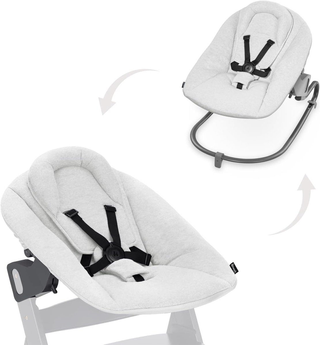 Baby Bouncer - Newborn Zitje - Vanaf Geboorte - Verstelbare Rugleuning - 5-Puntsgordel - Lichtgrijs
