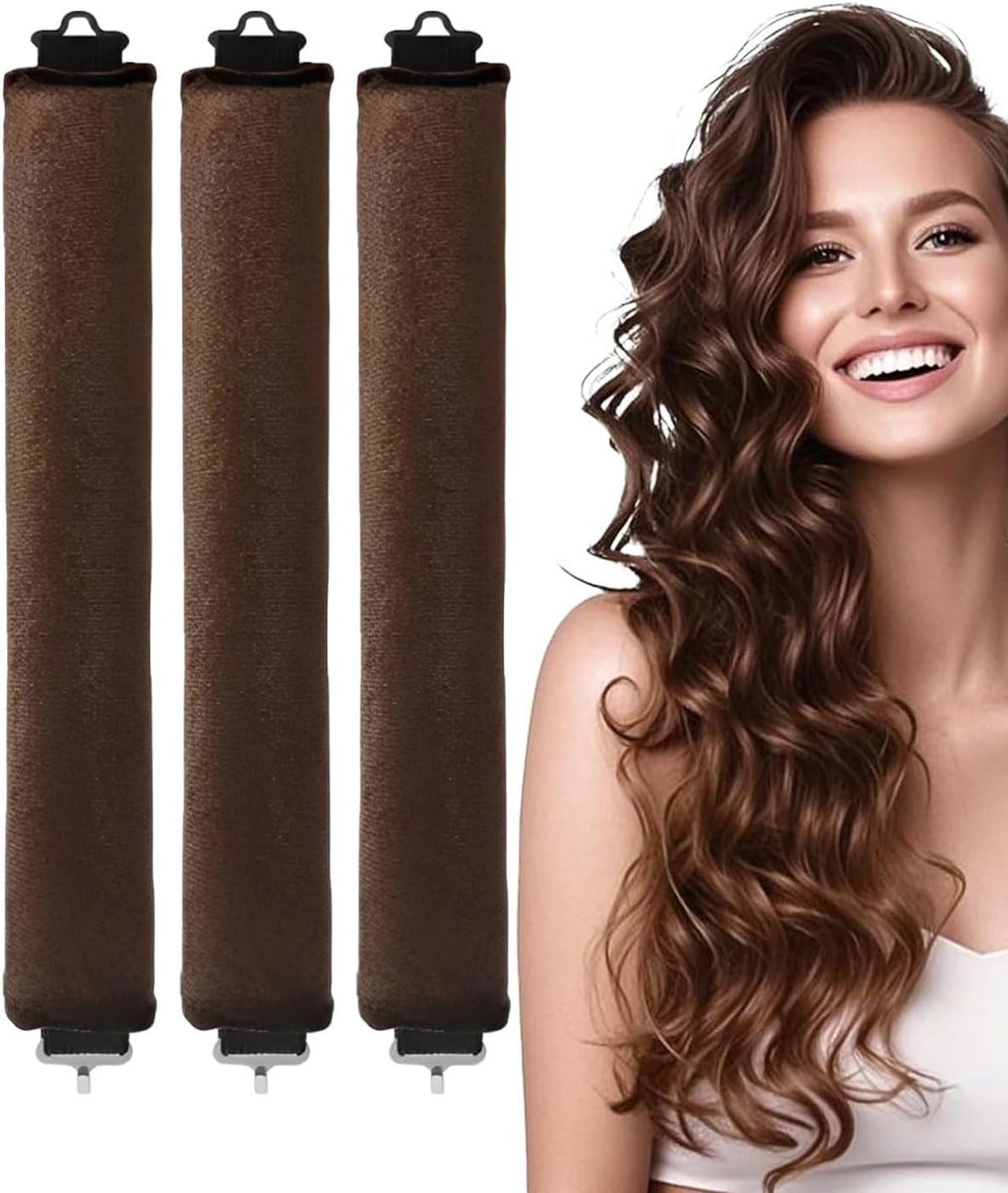 Set van 3 Hittevrije Krulrollers voor Nachtelijke Krullen, Ideaal voor Korte en Lange Haarstijlen zonder Hitte, Perfect voor een Gezonde Look en Volume